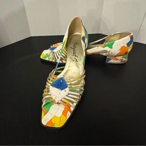 Margaret J. Vintage Multicolor Mosaic Leather Heels | Size 9.5N